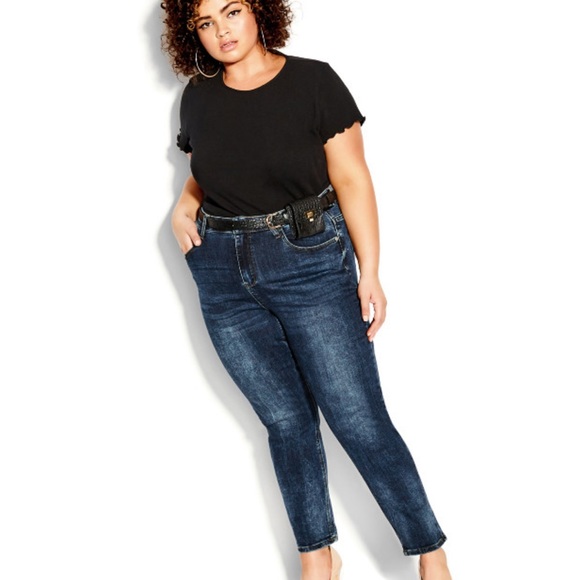 City Chic Size M/18 Dark Denim Slim Skinny Harley Spring Jeans - Picture 2 of 3